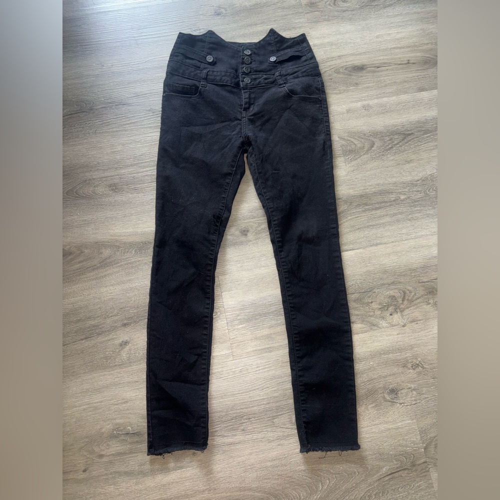 Max • Black Buttonfly Skinny Jeans